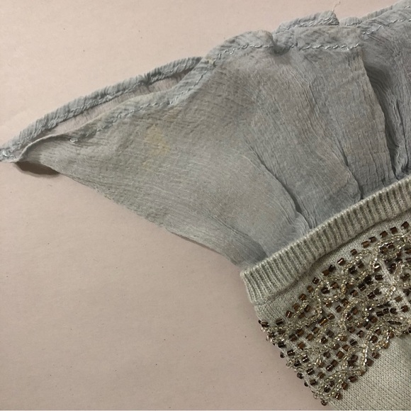 Nic & Zoe Beaded Floral Detail Silk Blend Snap Button Front Cardigan Size Large - Picture 5 of 7